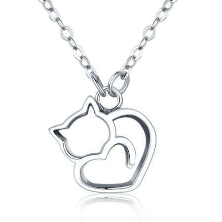 srebrny naszyjnik cat's heart