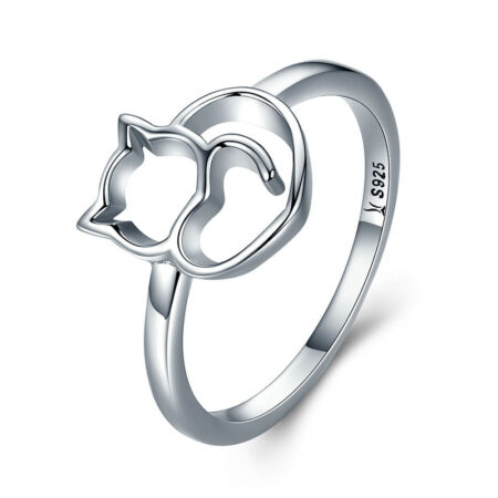 srebrny pierścionek cat's heart